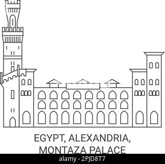 Ägypten, Alexandria, Montaza Palast Reise Wahrzeichen Vektordarstellung Stock Vektor