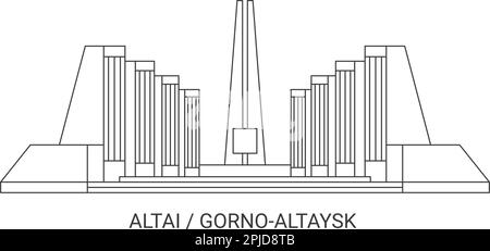 Russland, Altai, Gornoaltaysk Reise-Wahrzeichen-Vektordarstellung Stock Vektor