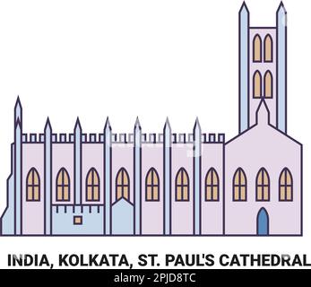 Indien, Kalkutta, St. Paul's Cathedral ist ein Wahrzeichen der Reise Stock Vektor