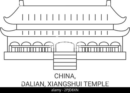 China, Dalian, Xiangshui Tempel Reise-Wahrzeichen Vektordarstellung Stock Vektor