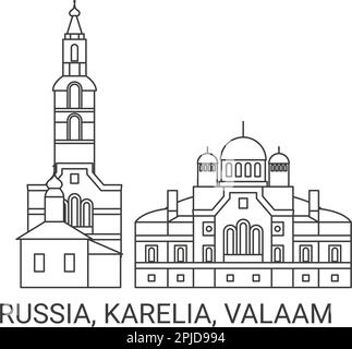 Russland, Karelien, Valaam, Reise-Wahrzeichen-Vektordarstellung Stock Vektor