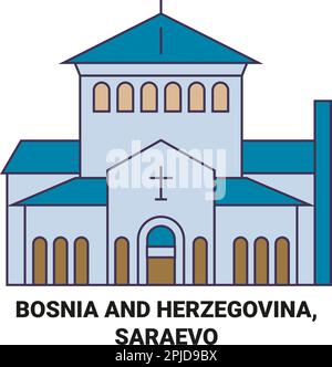 Bosnien und Herzegowina, Saraevo Reise-Wahrzeichen-Vektordarstellung Stock Vektor