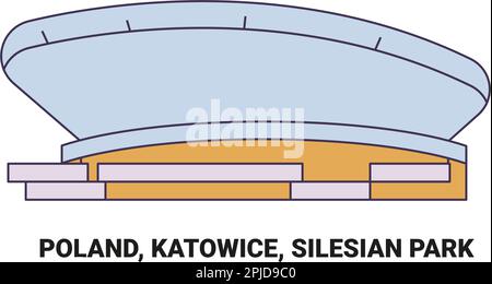 Polen, Kattowitz, Schlesischer Park, Reise-Wahrzeichen-Vektordarstellung Stock Vektor