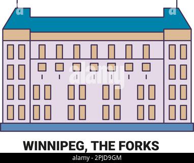 Kanada, Winnipeg, The Forks, Reise Landmark Vektordarstellung Stock Vektor