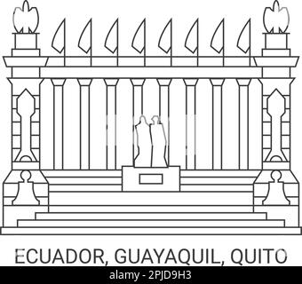 Ecuador, Guayaquil, Quito, Malecn 000. Vektordarstellung für Reiseziele Stock Vektor