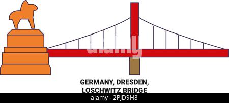 Deutschland, Dresden, Loschwitz-Brücke Reise-Wahrzeichen-Vektordarstellung Stock Vektor