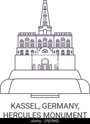 Deutschland, Kassel, Herkules-Denkmal Reise-Vektordarstellung Stock Vektor