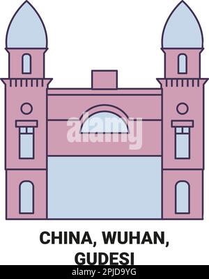 China, Wuhan, Gudesi Reise-Wahrzeichen-Vektordarstellung Stock Vektor