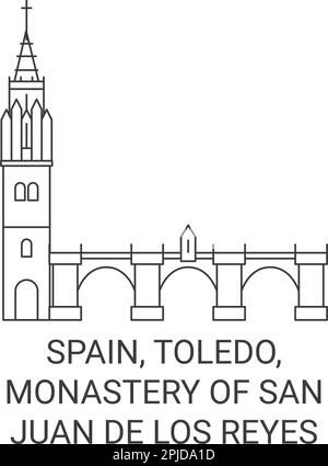 Spanien, Toledo, das Kloster San Juan De Los Reyes reisen als Vektorbild für Wahrzeichen Stock Vektor