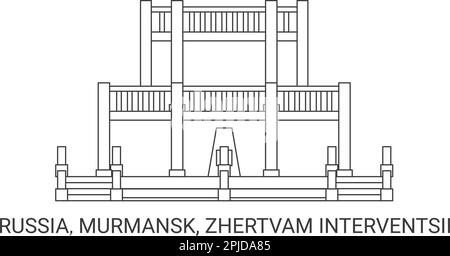 Russland, Murmansk, Zhertvam Interventsii, Reise-Wahrzeichen-Vektordarstellung Stock Vektor