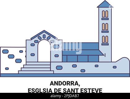 Andorra, Esglsia De Sant Esteve Reise-Wahrzeichen-Vektordarstellung Stock Vektor