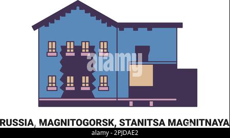 Russland, Magnitogorsk, Stanitsa Magnitnaya, Reise-Wahrzeichen-Vektordarstellung Stock Vektor