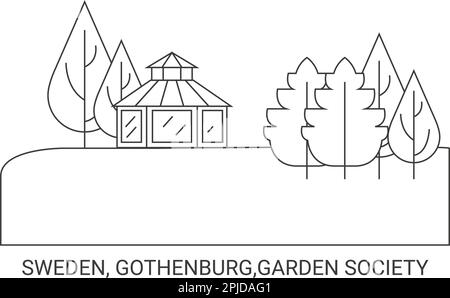 Schweden, Göteborg, Garden Society, Reise-Wahrzeichen-Vektordarstellung Stock Vektor