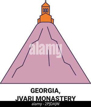 Georgia, Jvari Kloster Reise Wahrzeichen Vektordarstellung Stock Vektor