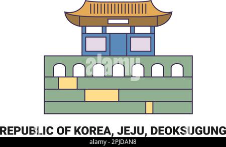 Republik Korea, Jeju, Deoksugung, Reise-Wahrzeichen-Vektordarstellung Stock Vektor