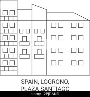 Spanien, Logrono, Plaza Santiago reisen als Vektorbild Stock Vektor