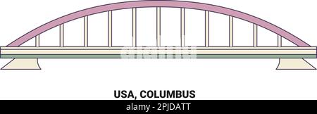 USA, Kolumbus, Ureinwohner Amerikas, Vektordarstellung für Reiseziele Stock Vektor