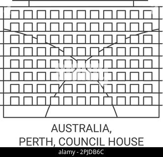 Australien, Perth, Council House, Reiseziel-Vektordarstellung Stock Vektor