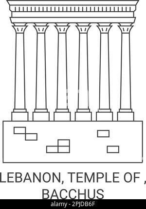 Libanon, Tempel von, Bacchus Reise-Wahrzeichen-Vektordarstellung Stock Vektor