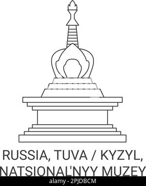 Russland, Tuva Kyzyl, Natsional'nyy Muzey, Reise-Wahrzeichen-Vektordarstellung Stock Vektor