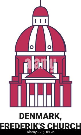 Dänemark, Frederik's Kirche Reise-Wahrzeichen-Vektordarstellung Stock Vektor