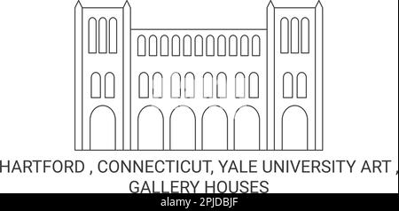 Vereinigte Staaten, Hartford , Connecticut, Yale University Art , Gallery Houses Reisen Wahrzeichen-Vektordarstellung Stock Vektor