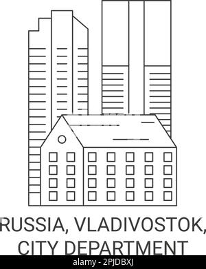 Russland, Wladiwostok, City Department Reise-Wahrzeichen-Vektordarstellung Stock Vektor