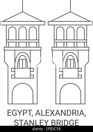 Ägypten, Alexandria, Stanley Bridge Reise Wahrzeichen Vektordarstellung Stock Vektor