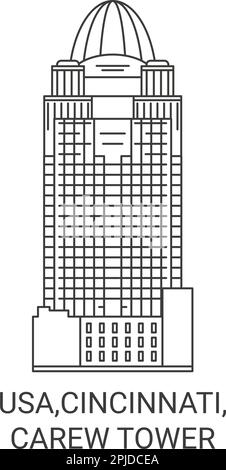 USA, Cincinnati, Carew Tower, Vektorgrafik für Reiseziele Stock Vektor