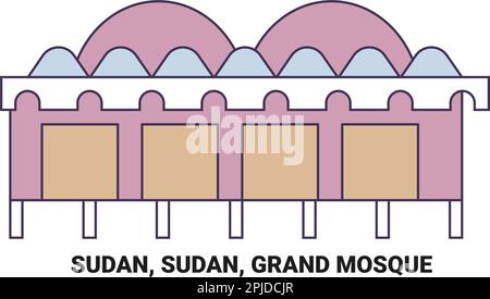 Sudan, Sudan, große Moschee, Reise-Wahrzeichen-Vektor-Illustration Stock Vektor