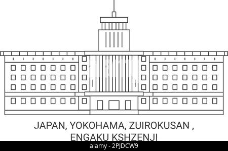 Japan, Yokohama, Zuirokusan, Engaku KSh Zenji Reise-Wahrzeichen-Vektordarstellung Stock Vektor