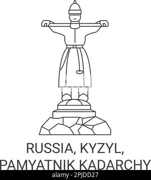 Russland, Kyzyl, Pamyatnik Kadarchy Reise-Wahrzeichen-Vektordarstellung Stock Vektor
