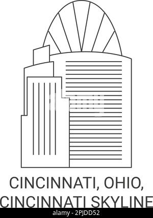 Vektorgrafik für Reisen in die USA, Cincinnati, Ohio, Cincinnati Skyline Stock Vektor