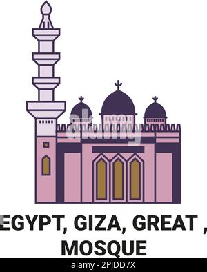 Ägypten, Gizeh, Groß, Moschee Reise-Wahrzeichen-Vektordarstellung Stock Vektor