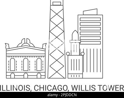 USA, Illinois, Chicago, Willis Tower, Reise-Wahrzeichen-Vektordarstellung Stock Vektor