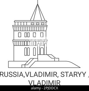 Russland, Vladimir, Staryy, Vladimir Reise-Wahrzeichen-Vektordarstellung Stock Vektor
