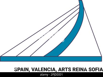 Spanien, Valencia, Arts Reina Sofia, Reise-Wahrzeichen-Vektordarstellung Stock Vektor