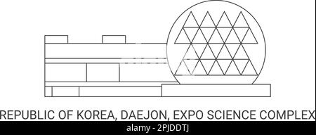 Republik Korea, Daejon, Expo Science Complex, Reiseziel-Vektordarstellung Stock Vektor