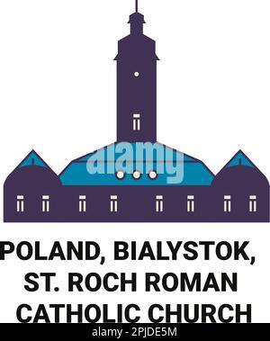 Polen, Bialystok, St. Römisch-katholische Kirche Roch Reise Wahrzeichen Vektordarstellung Stock Vektor