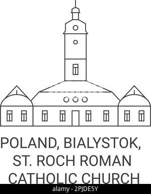 Polen, Bialystok, St. Römisch-katholische Kirche Roch Reise Wahrzeichen Vektordarstellung Stock Vektor