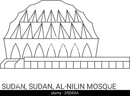 Sudan, Sudan, Alnilin-Moschee, Reise-Wahrzeichen-Vektordarstellung Stock Vektor