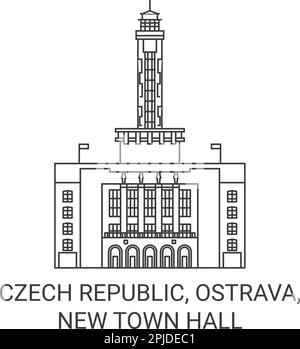 Tschechische Republik, Ostrava, Neues Rathaus Reise-Wahrzeichen Vektordarstellung Stock Vektor