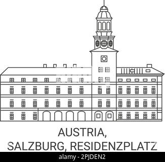 Österreich, Salzburg, Residenzplatz Reise Wahrzeichen Vektordarstellung Stock Vektor