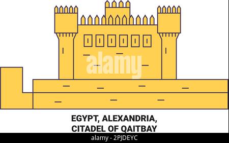 Ägypten, Alexandria, Zitadelle von Qaitbay Reise Wahrzeichen Vektordarstellung Stock Vektor