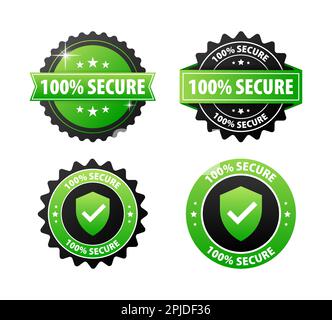 100 Prozent sicher Label maximale Datensicherheit Stock Vektor