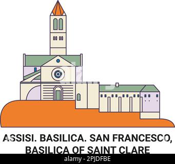 Italien, Basilika. San Francesco, Basilika des Heiligen Clare, Reise-Wahrzeichen-Vektor-Illustration Stock Vektor