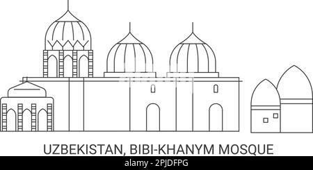 Usbekistan, Bibikhanym Moschee, Reise-Wahrzeichen-Vektordarstellung Stock Vektor