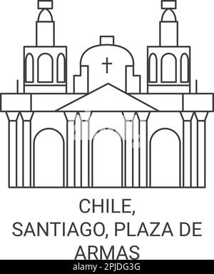 Chile, Santiago, Plaza de Armas reisen als Vektorbild Stock Vektor