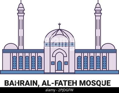Bahrain, Alfateh Moschee, Reise-Wahrzeichen-Vektordarstellung Stock Vektor