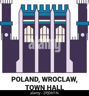 Polen, Breslau, Rathaus, Wegweiser-Vektorgrafik Stock Vektor